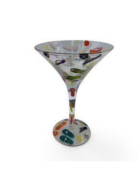 Lolita Flip Flops Love My Martini Hand Painted Martini Glass Rhinestones 7 oz